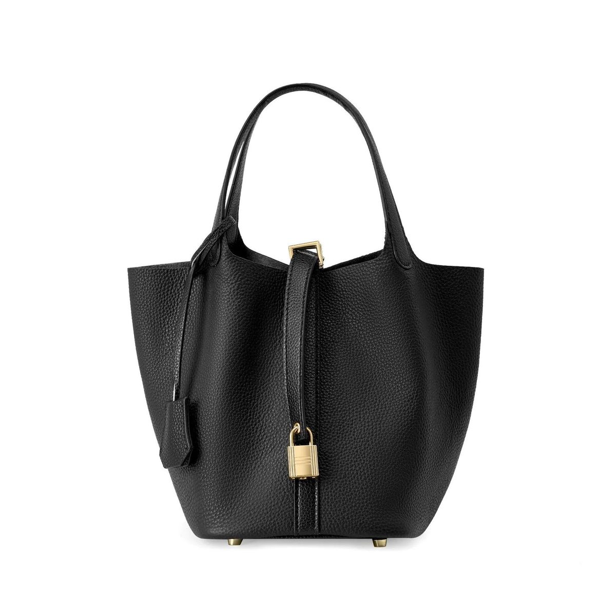 Classic Cowhide Bucket Bag in Orange — detail close-up