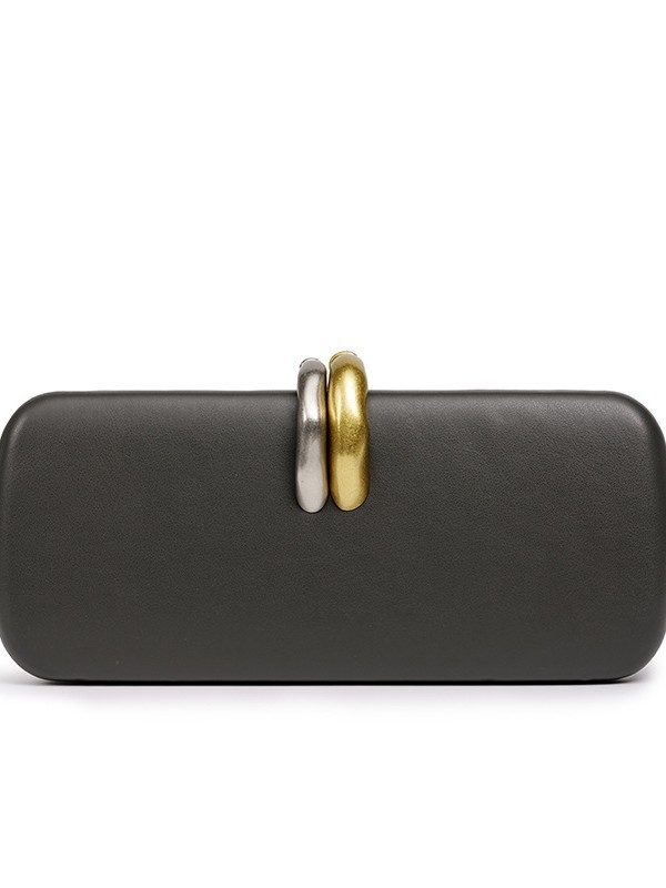 Elegant Evening Clutch with Chain Strap in Black — interior view