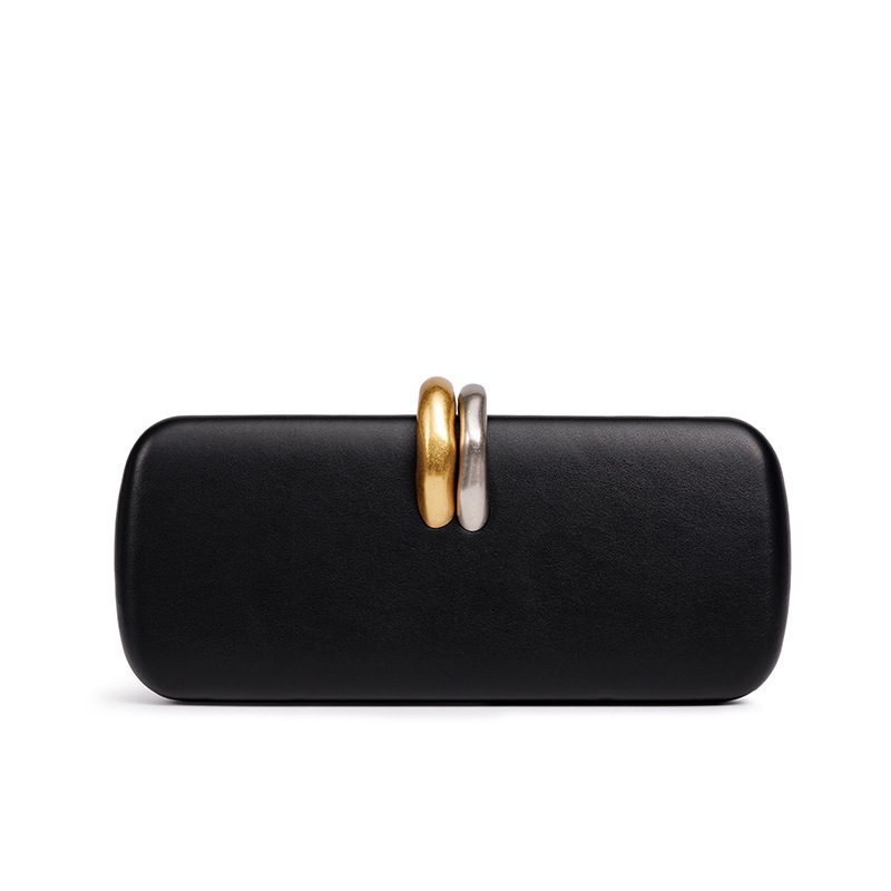 Elegant Evening Clutch with Chain Strap in Black — styling photo