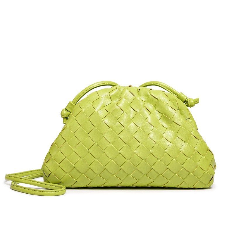 Handwoven Cloud Dumpling Crossbody Bag in Green — styling photo