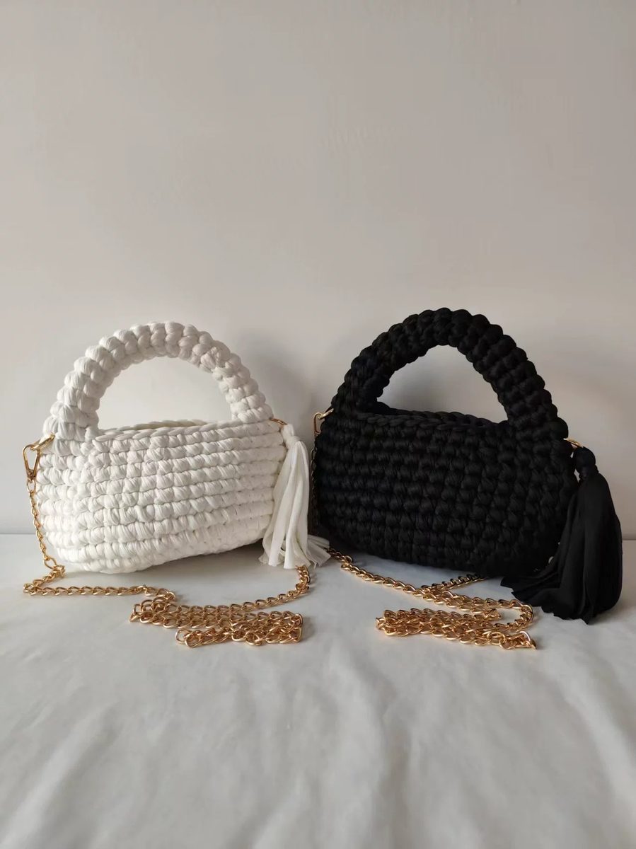 Handwoven Macaron Color-Block Tassel Bag — Shoulder Bags handbag