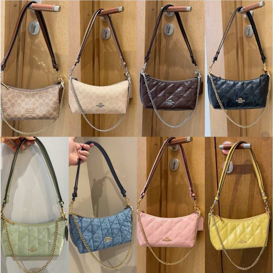 Leather Chain-Strap Underarm Crossbody Bag — Crossbody Bags handbag