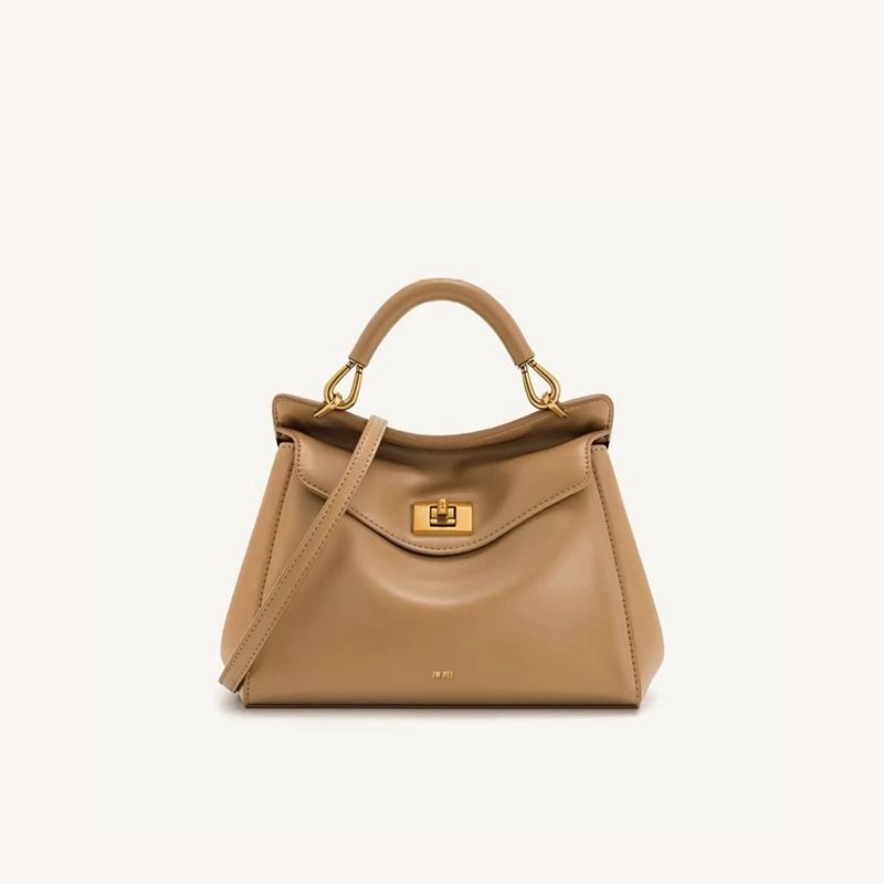 Lucia Lock Bag in Brown — styling photo