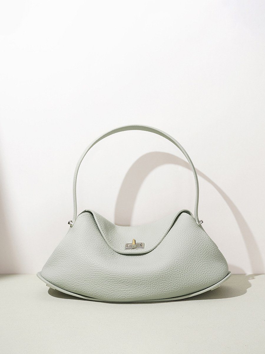 Lychee-Grain Genuine Leather Underarm Bag — Shoulder Bags handbag