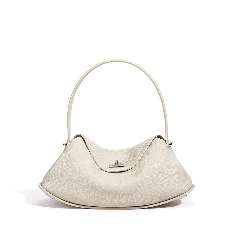 Lychee-Grain Genuine Leather Underarm Bag in Black — view 15