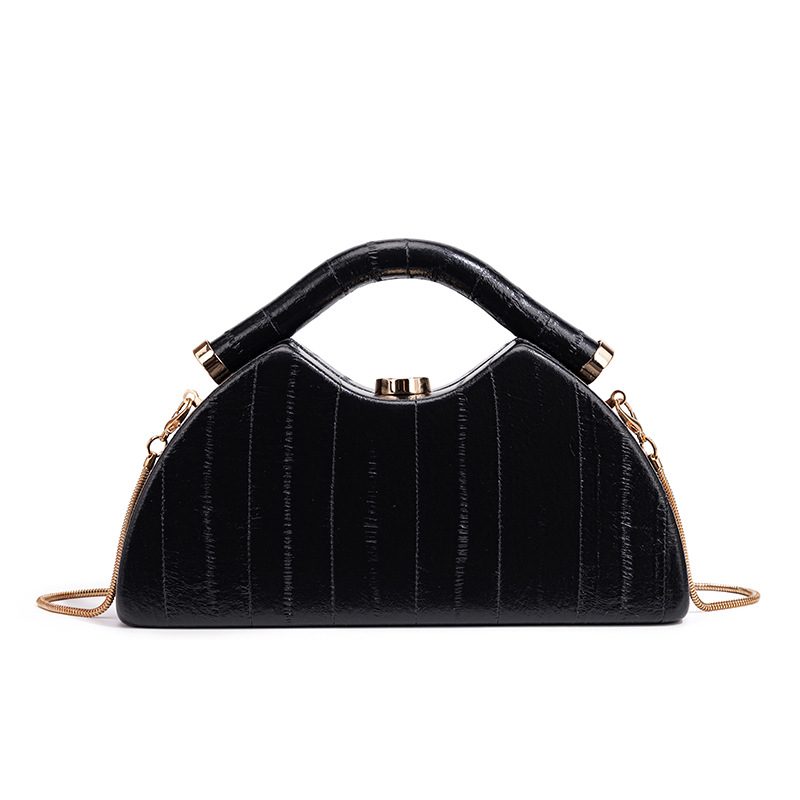 Satin Triangle Evening Clutch in Black — styling photo