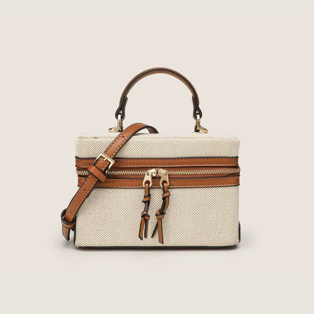 Vintage Canvas & Leather Box Bag